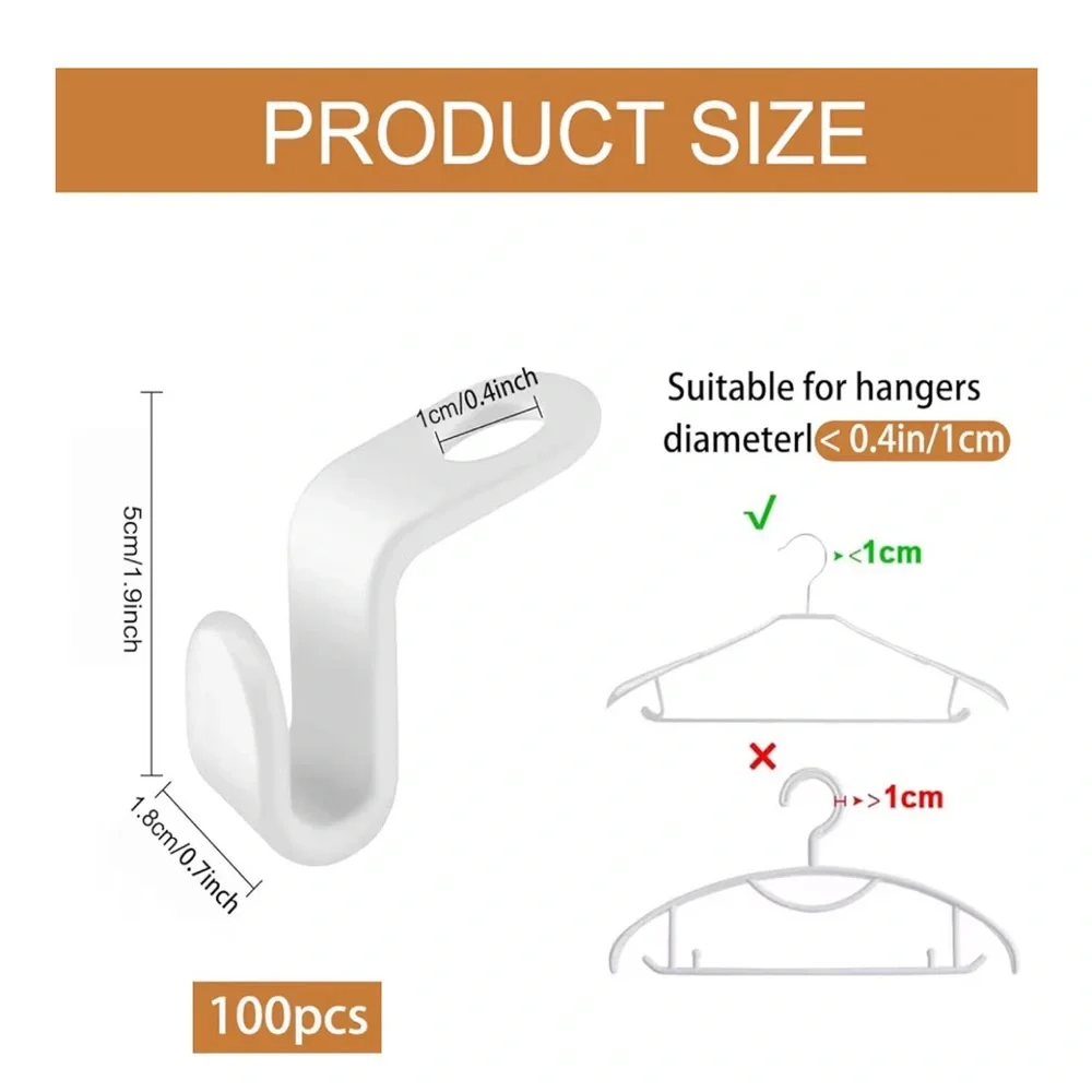 SPACE SAVING CASCADING HANGER HOOK FOR CLOTHES AND USE W/PLASTIC HANGERS AMT: 50 - Picture 4 of 8